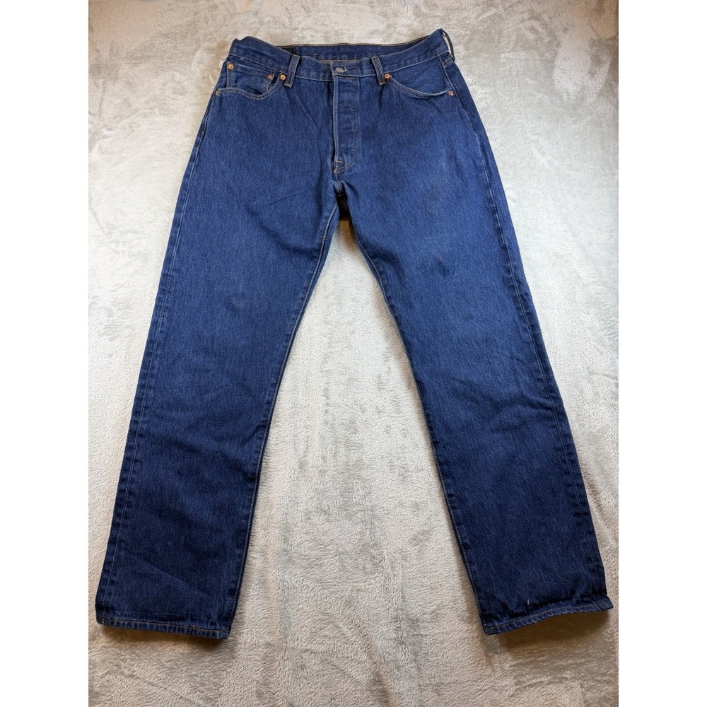 Levi's 501 Jeans Men's 36x34 Dark Blue Denim Button Fly Regular Fit (34x32)